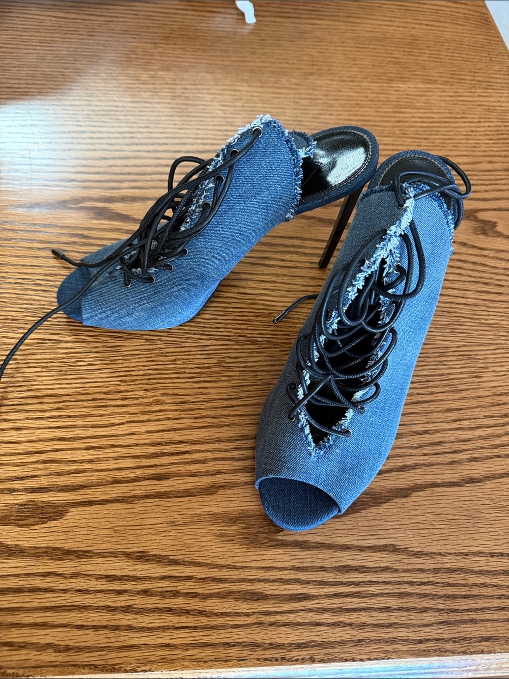 Hot Western Tom Ford Denim Lace Up Pumps